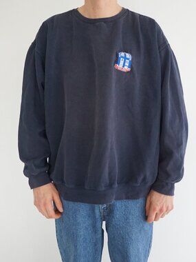 Layer Essentials Navy Saint Andre Crest Sweatshirt Crewneck Logo Casual Large